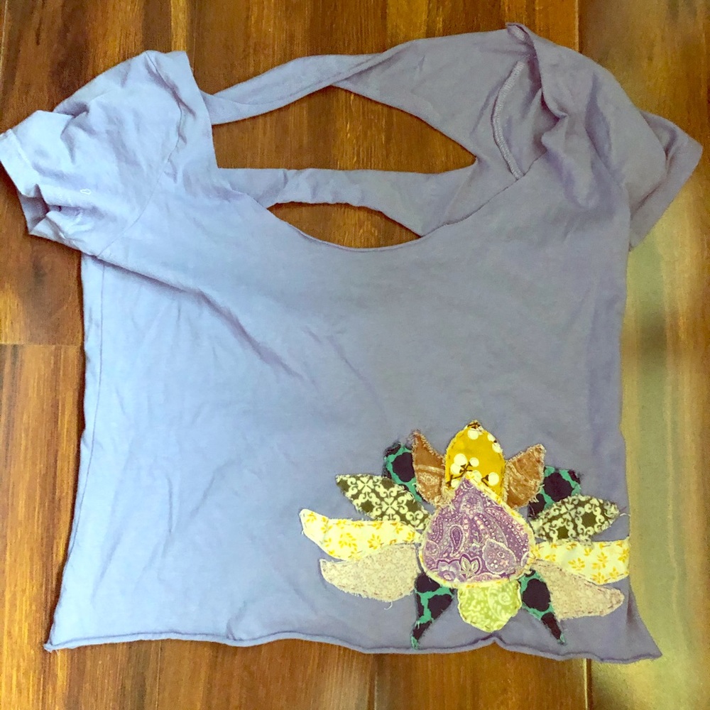 Handmade Upcycled Off Shoulder Lotus Hippie Shirt